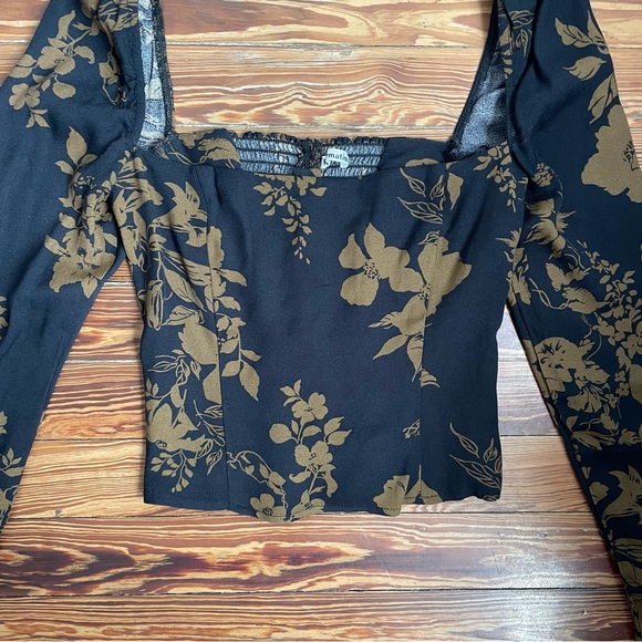 Reformation Blue and Brown Long Sleeve Floral Top - Picture 3 of 14